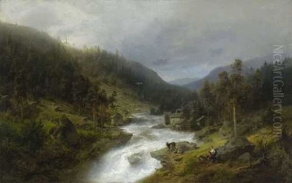 Gebirgsbach Oil Painting by Hermann Herzog