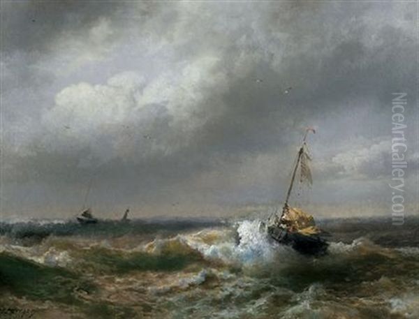 Seascape Oil Painting by Hermann Herzog