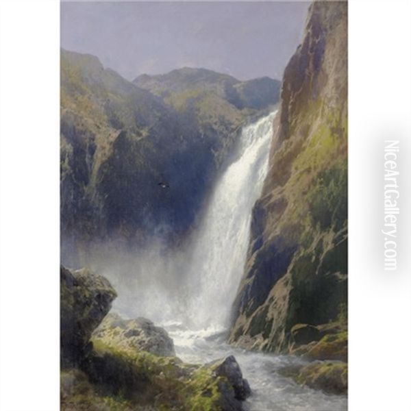 Voeringfoss, Hardanger (norway) by Hermann Herzog