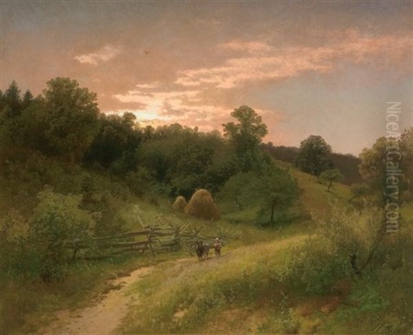 Country Road Oil Painting by Hermann Herzog