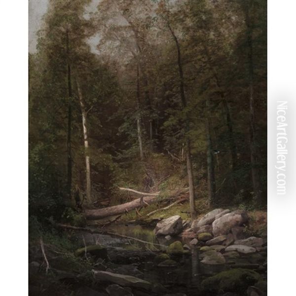 Rattlesnake Run Oil Painting by Hermann Herzog