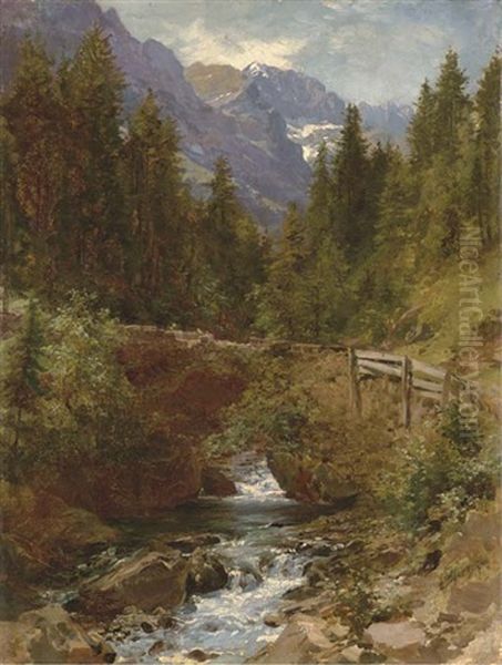 Forest Brook Oil Painting by Hermann Herzog