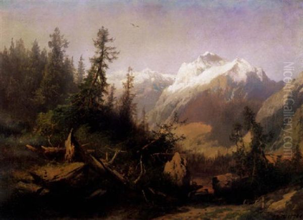 In The Sierras Oil Painting by Hermann Herzog