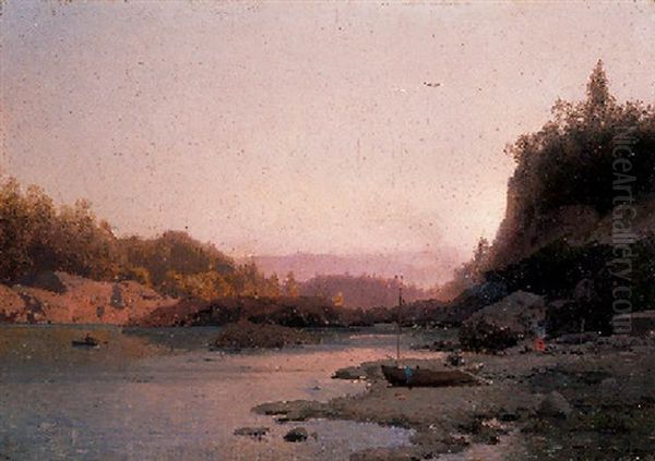 Evening On The Susquehanna Oil Painting by Hermann Herzog