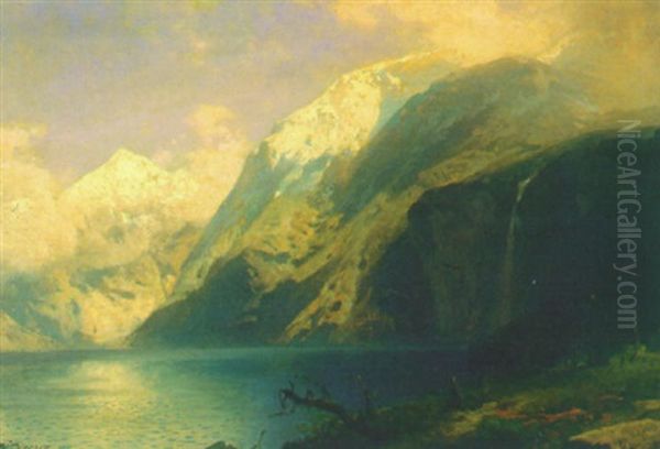 From Oeschinan Sea Oil Painting by Hermann Herzog