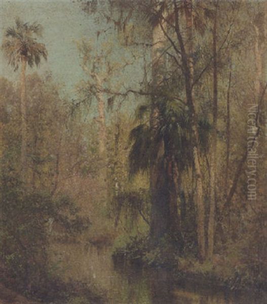 Edge Of The Everglades Oil Painting by Hermann Herzog