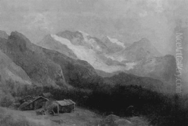 Mountain View Oil Painting by Hermann Herzog