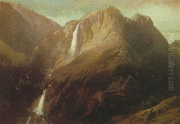 Yosemite Falls And Gorge, California Oil Painting by Hermann Herzog