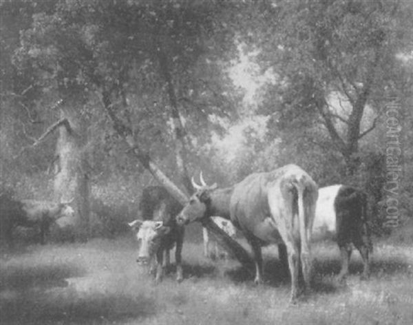 Cattle Resting Oil Painting by Hermann Herzog