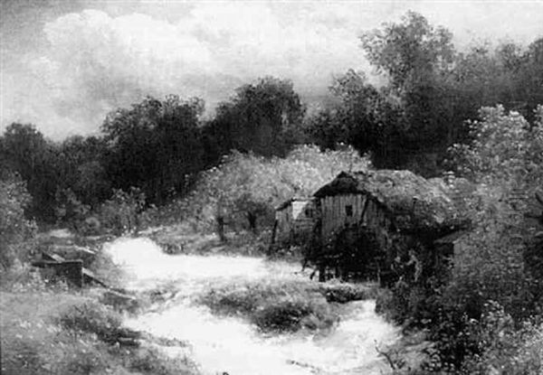 Sutter's Mill Oil Painting by Hermann Herzog