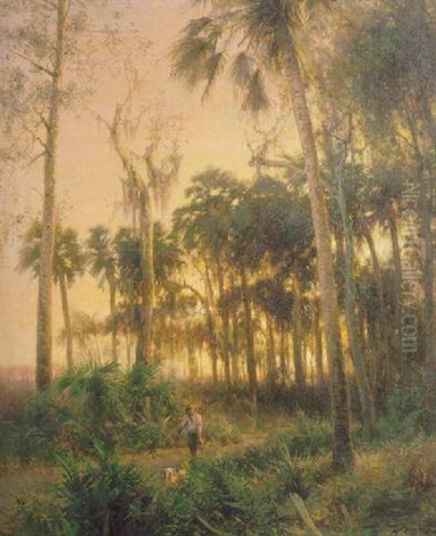 Sunset Near Low Creek, Florida Oil Painting by Hermann Herzog