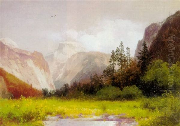 South Dome And Royal Arch With Half Dome Beyond, Yosemite Oil Painting by Hermann Herzog