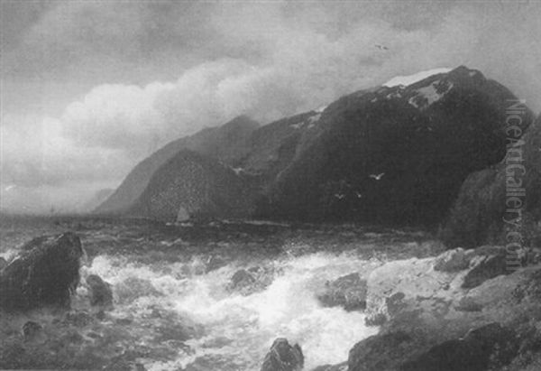 Evening On The Island Of Teroon, Norway Oil Painting by Hermann Herzog