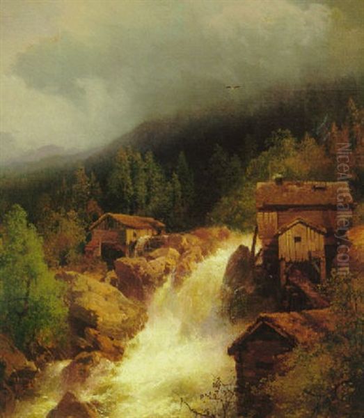 Sutter's Mill Oil Painting by Hermann Herzog