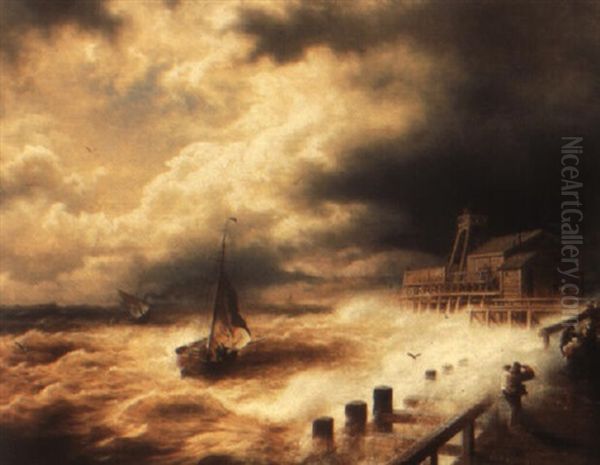 A Stormy Day Oil Painting by Hermann Herzog