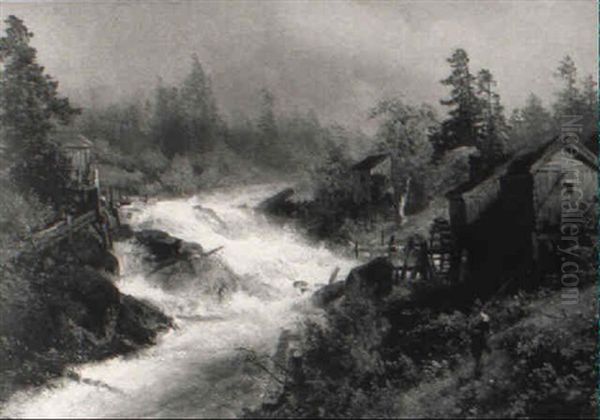 Cascades At The Mill by Hermann Herzog