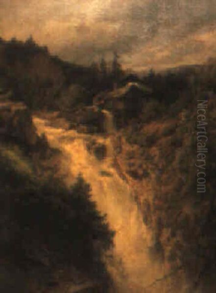 Mountain Gold Sluice, California? Oil Painting by Hermann Herzog