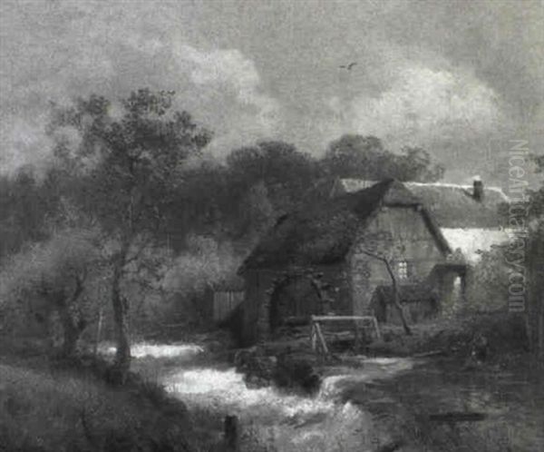 The Mill Oil Painting by Hermann Herzog