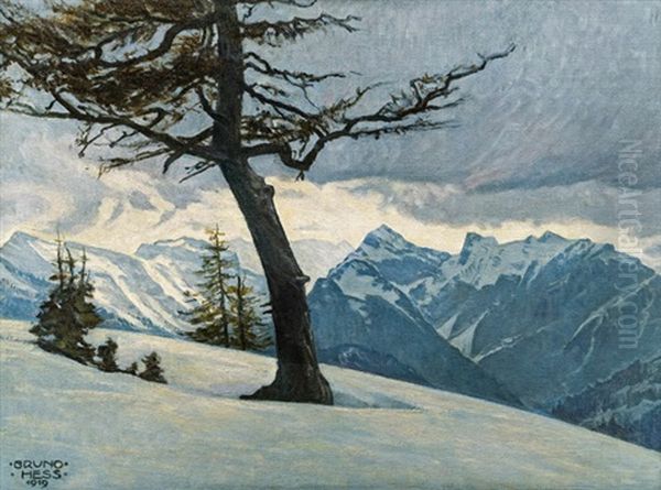 Winter In Den Alpen Oil Painting by Bruno Hess