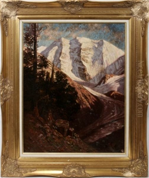 Mountain Scene Oil Painting by Bruno Hess