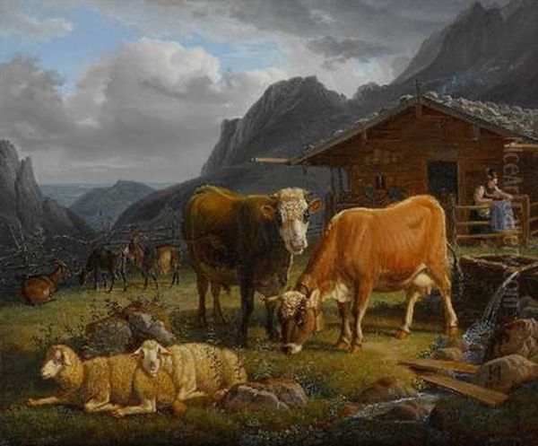 Auf Der Alm Oil Painting by Carl Hess