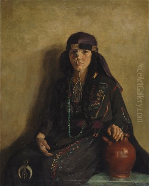 Portrait Of An Indian Woman Oil Painting by Felix Isidoor Hess