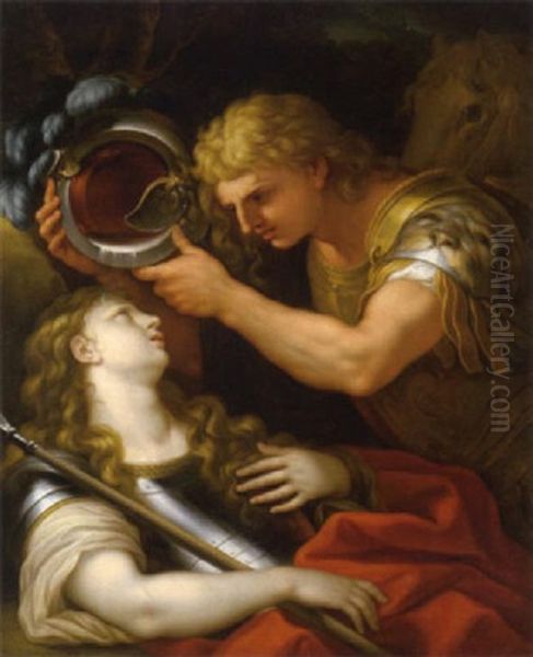 Tancred Und Clorinda Oil Painting by Johann Michael Hess