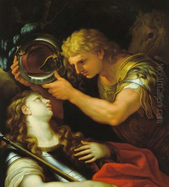 Achilleus Und Penthesilea Oil Painting by Johann Michael Hess