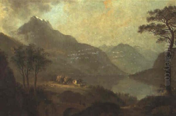 Am Luganersee Mit Blick Gegen Porlezza Oil Painting by Ludwig Hess