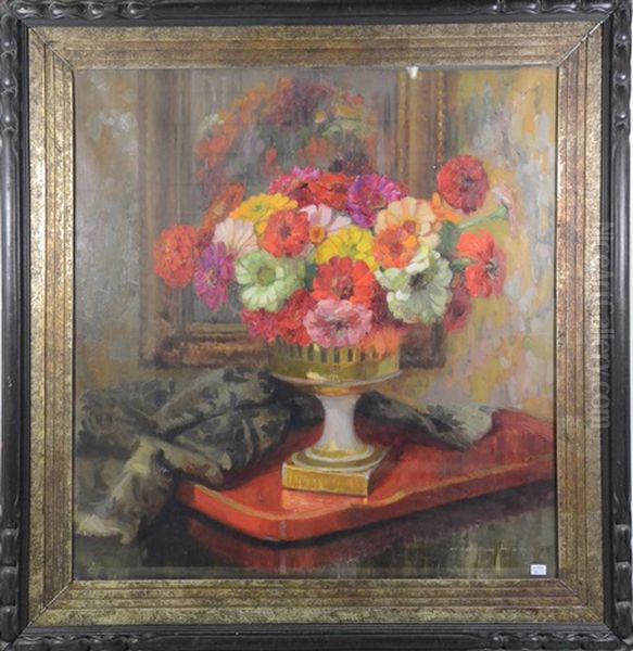 Vasque De Fleurs Oil Painting by Marcel Hess