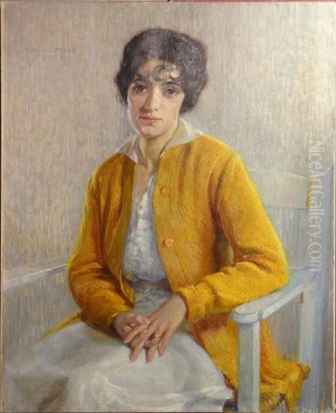 Portrait De Dame Assise Oil Painting by Marcel Hess