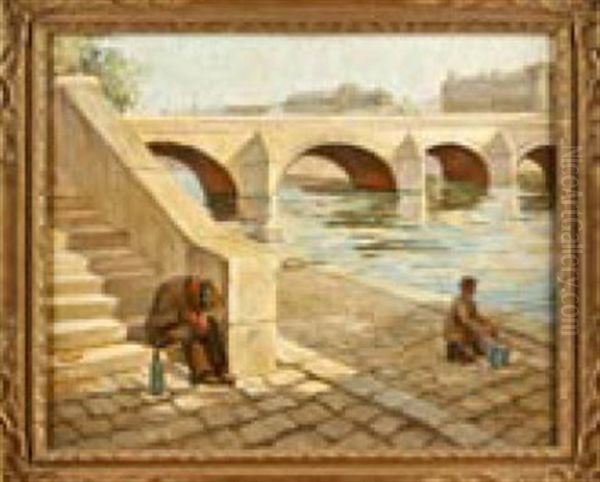 Szene Am Pont Neuf Oil Painting by Marcel Hess