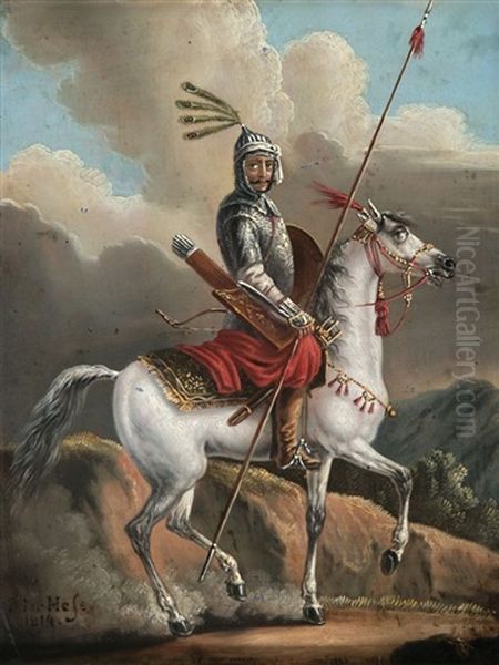 Ritter Zu Pferd Oil Painting by Peter Heinrich Lambert Von Hess