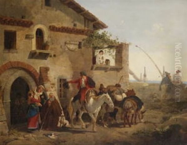 Abschied Vor Der Osteria by Peter Heinrich Lambert Von Hess