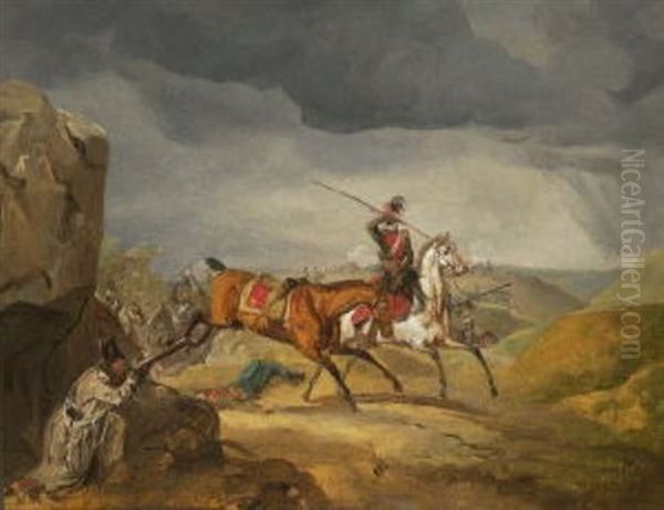 Ulanen Im Gefecht Oil Painting by Peter Heinrich Lambert Von Hess