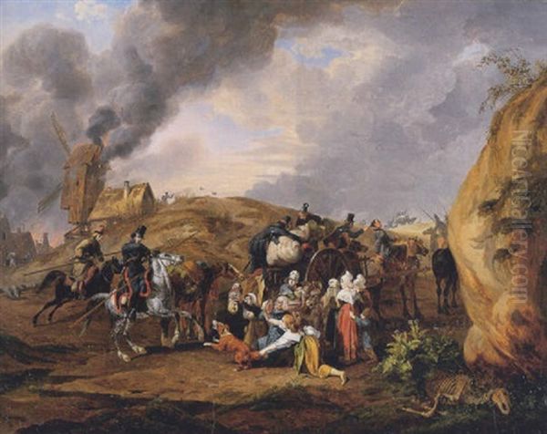 Donische Kosaken Mit Gefangenen Franzosischen Bauern Oil Painting by Peter Heinrich Lambert Von Hess