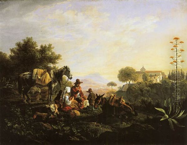 Picking The Grapes Oil Painting by Peter Heinrich Lambert Von Hess