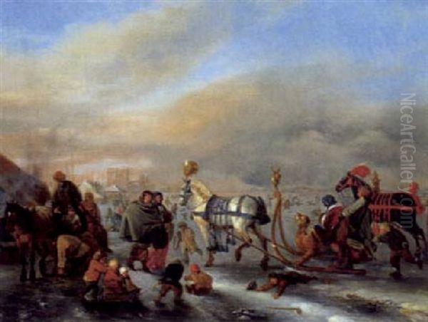 Eisvergnugen Oil Painting by Peter Heinrich Lambert Von Hess