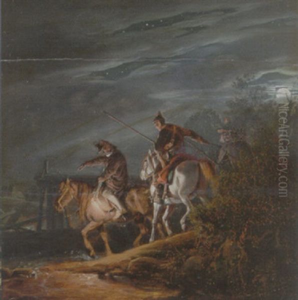 Ryttere I Maneskin Oil Painting by Peter Heinrich Lambert Von Hess