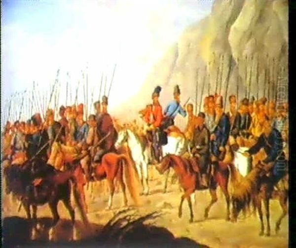 A Band Of Cossacks Oil Painting by Peter Heinrich Lambert Von Hess