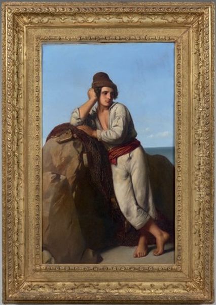 Jeune Pecheur Oil Painting by Alexandre-Jean-Baptiste Hesse