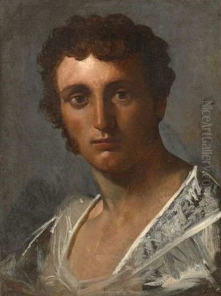 Etude De Tete De Jeune Homme Oil Painting by Alexandre-Jean-Baptiste Hesse