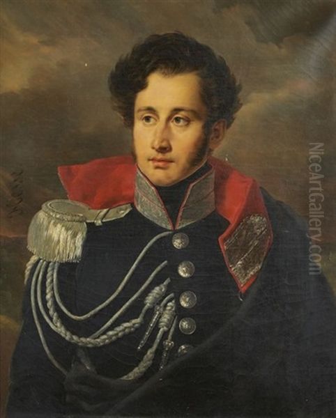 Portrait Presume Du General Caulaincourt Oil Painting by Alexandre-Jean-Baptiste Hesse