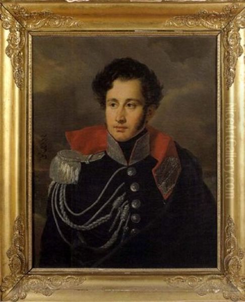 Portrait D'un Officier Oil Painting by Alexandre-Jean-Baptiste Hesse