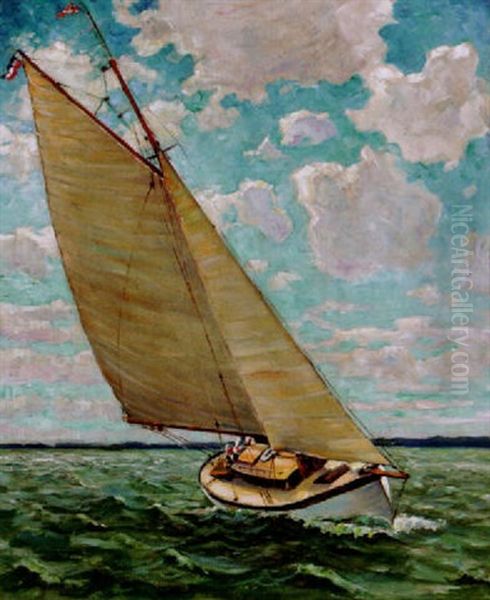 Segelschiff Bei Starker Brise Oil Painting by Georg Hesse