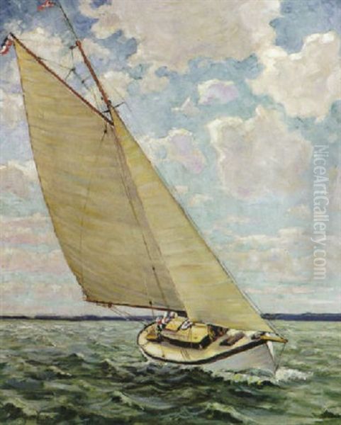 Segelschiff Bei Starker Brise Oil Painting by Georg Hesse