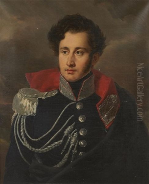 Portrait D'un Garde Du Corps Du Roi Oil Painting by Henri-Joseph Hesse