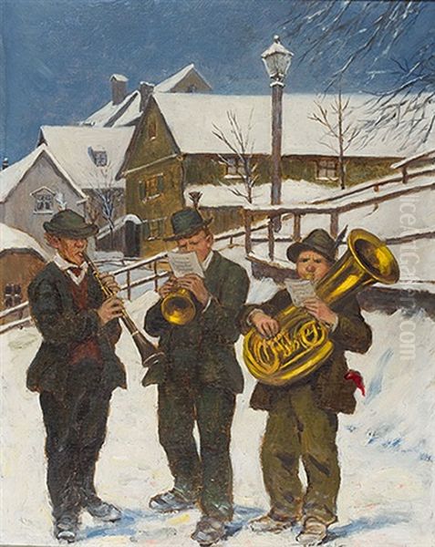 Wandernde Musikanten Oil Painting by Rudolf Hesse