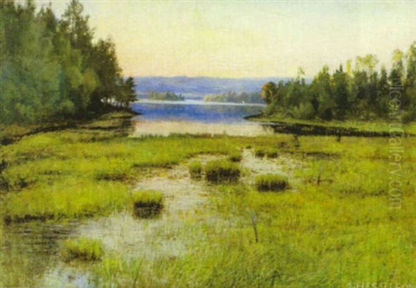 Insjolandskap Oil Painting by Otto Hesselbom