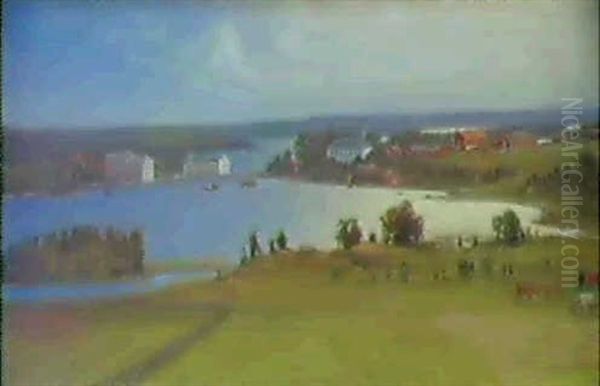 Utsikt Fran Asens Bruk Mot Upperuds Bruk (dalsland) Oil Painting by Otto Hesselbom